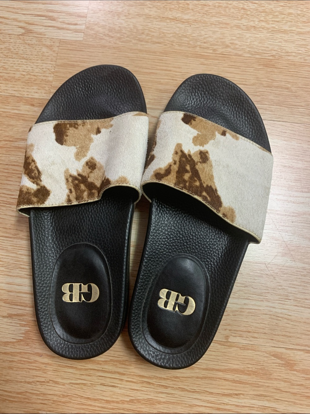 GB Gianni Bini Slide Sandals with Brown Cowhide leather Strap! 8